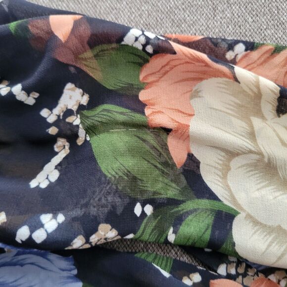 Cabi S Navy Snake Charmer Floral Reptile Print Long Sleeve Buttoned Blouse 693 - Picture 10 of 10